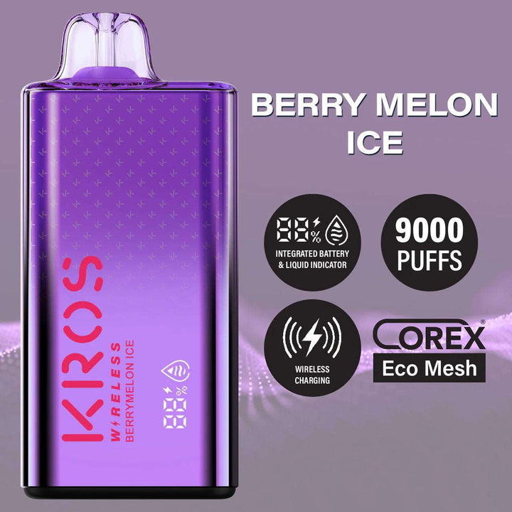 KROS Wireless 17ML 9000 Puffs 550mAh Wireless Charging Disposable Vape With Integrated Screen & Corex ECO Mesh Coil - BLV Peru