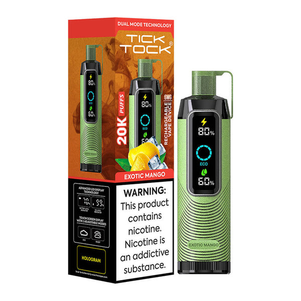 Tick Tock 20K Puffs 28ML Disposable 0.6mg 0.6% *THIS IS NOT A SALT DEVBLV PeruTick Tock 20K Puffs 28ML Disposable Rechargeable Vape Device With Touch Screen &amp; Advanced LEDThe Tick Tock 20K Puffs Disposable Rechargeable Vape Device offers a